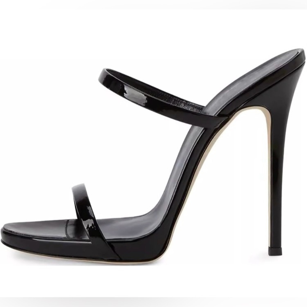 Sleek Black High Heel Sandals